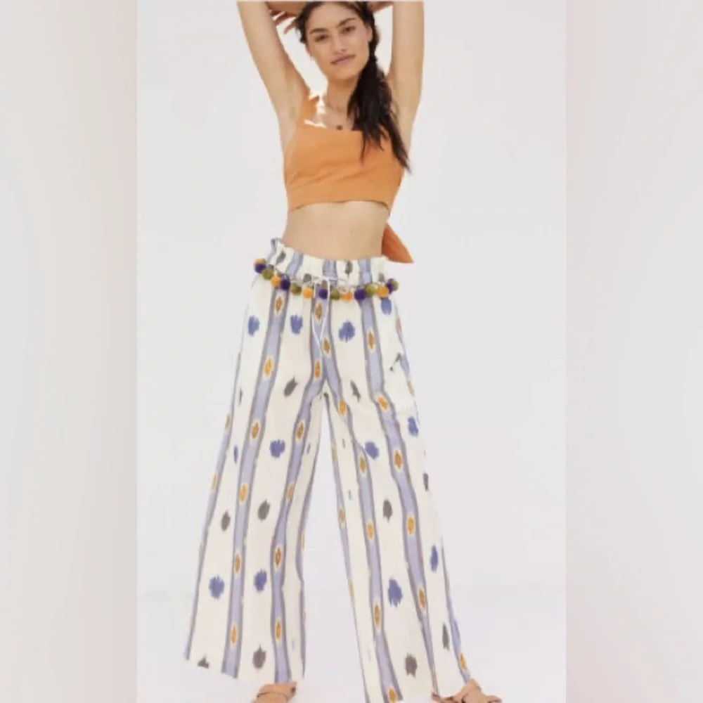 NWT Anthropologie Ollari Pom Pom Wide-Leg Pants - Picture 3 of 11